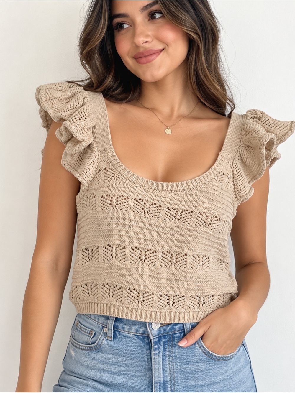 Nectar clothing crochet Top NWOT